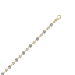 Luxury Ladies 10K Yellow Gold 0.25Ct Diamond Bracelet Elegant Flower & Pear Shape Design With Round Diamonds
