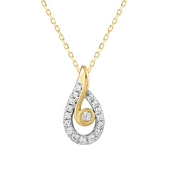 LADIES PENDANT WITH CHAIN 0.16CT ROUND DIAMOND 14K YELLOW GOLD