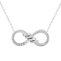 Sterling Silver Ladies 0.10CT Round Diamond Tangled Infinity Fashion Necklace