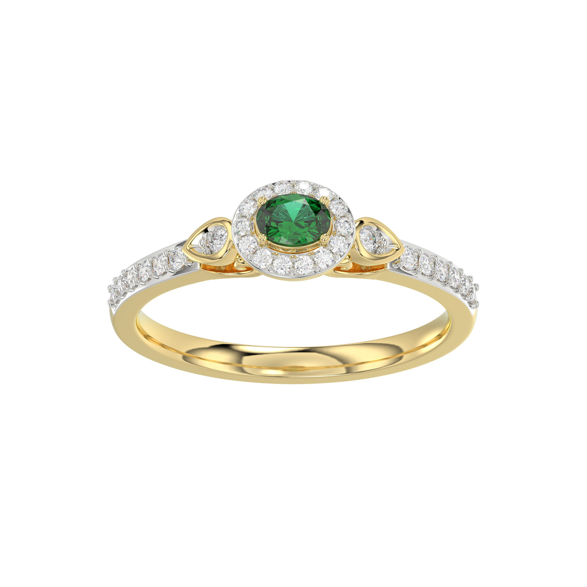 0.33ct Round/Oval Emerald diamond 14k Ladies Fashion Ring  0.15CT Center stone Oval Emerald Diamond)