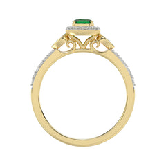 0.33ct Round/Oval Emerald diamond 14k Ladies Fashion Ring  0.15CT Center stone Oval Emerald Diamond)