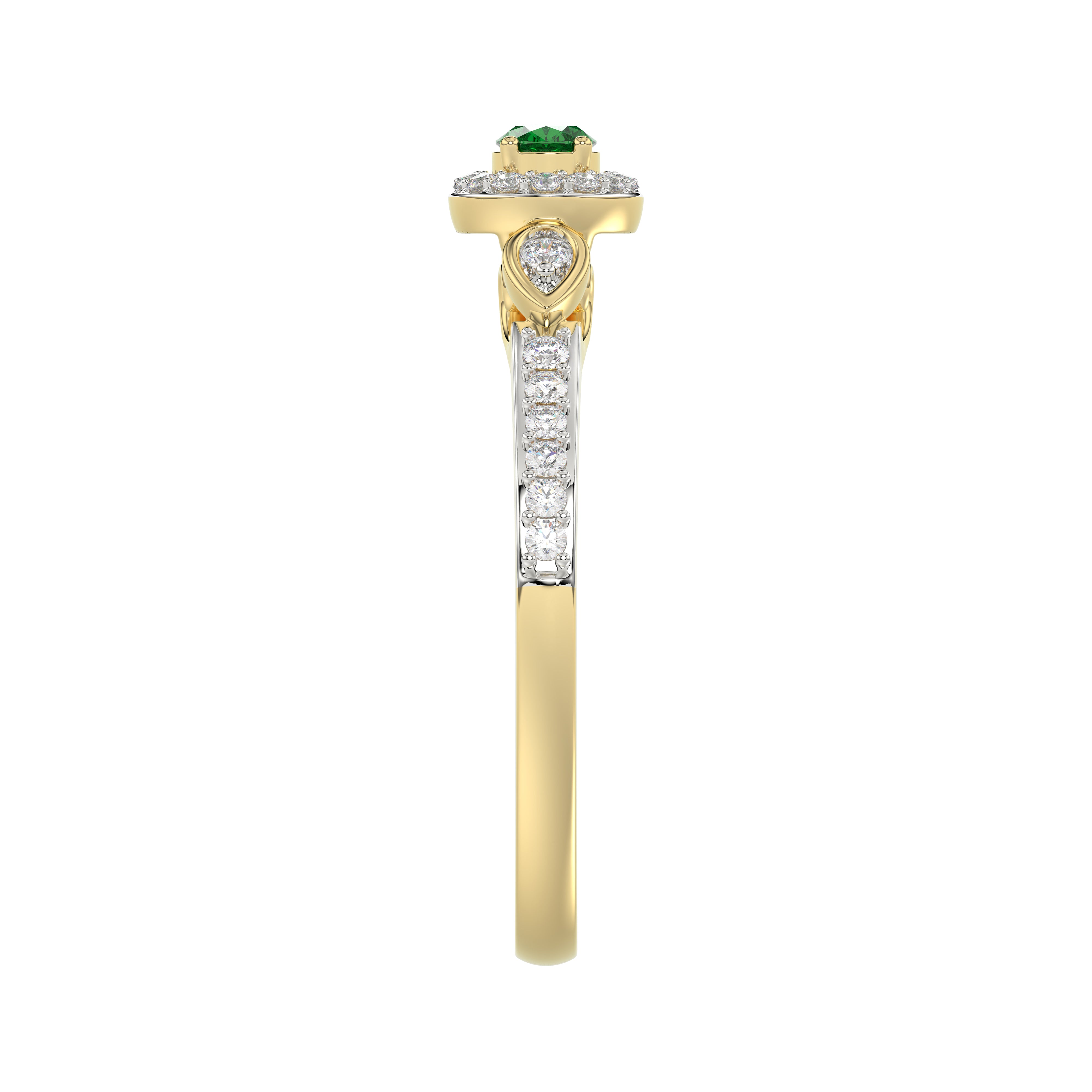 0.33ct Round/Oval Emerald diamond 14k Ladies Fashion Ring  0.15CT Center stone Oval Emerald Diamond)