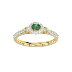 0.33ct Round/Oval Emerald diamond 14k Ladies Fashion Ring  0.15CT Center stone Oval Emerald Diamond)