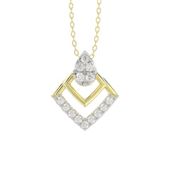 LADIES PENDANT WITH CHAIN 0.13CT ROUND DIAMOND 14K YELLOW GOLD