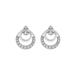 Ladies Sterling Silver 0.13CT Round Diamond Earrings Classic Fashion Jewelry Gift