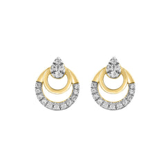 LADIES EARRINGS 0.13CT ROUND DIAMOND 14K YELLOW GOLD