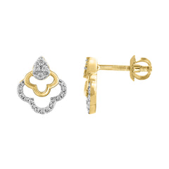 LADIES EARRINGS 0.13CT ROUND DIAMOND 14K YELLOW GOLD