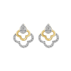 LADIES EARRINGS 0.13CT ROUND DIAMOND 14K YELLOW GOLD