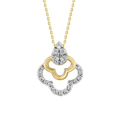LADIES PENDANT WITH CHAIN 0.13CT ROUND DIAMOND 14K YELLOW GOLD