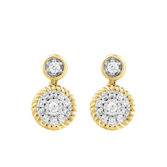 LADIES EARRINGS 0.13CT ROUND DIAMOND 14K YELLOW GOLD