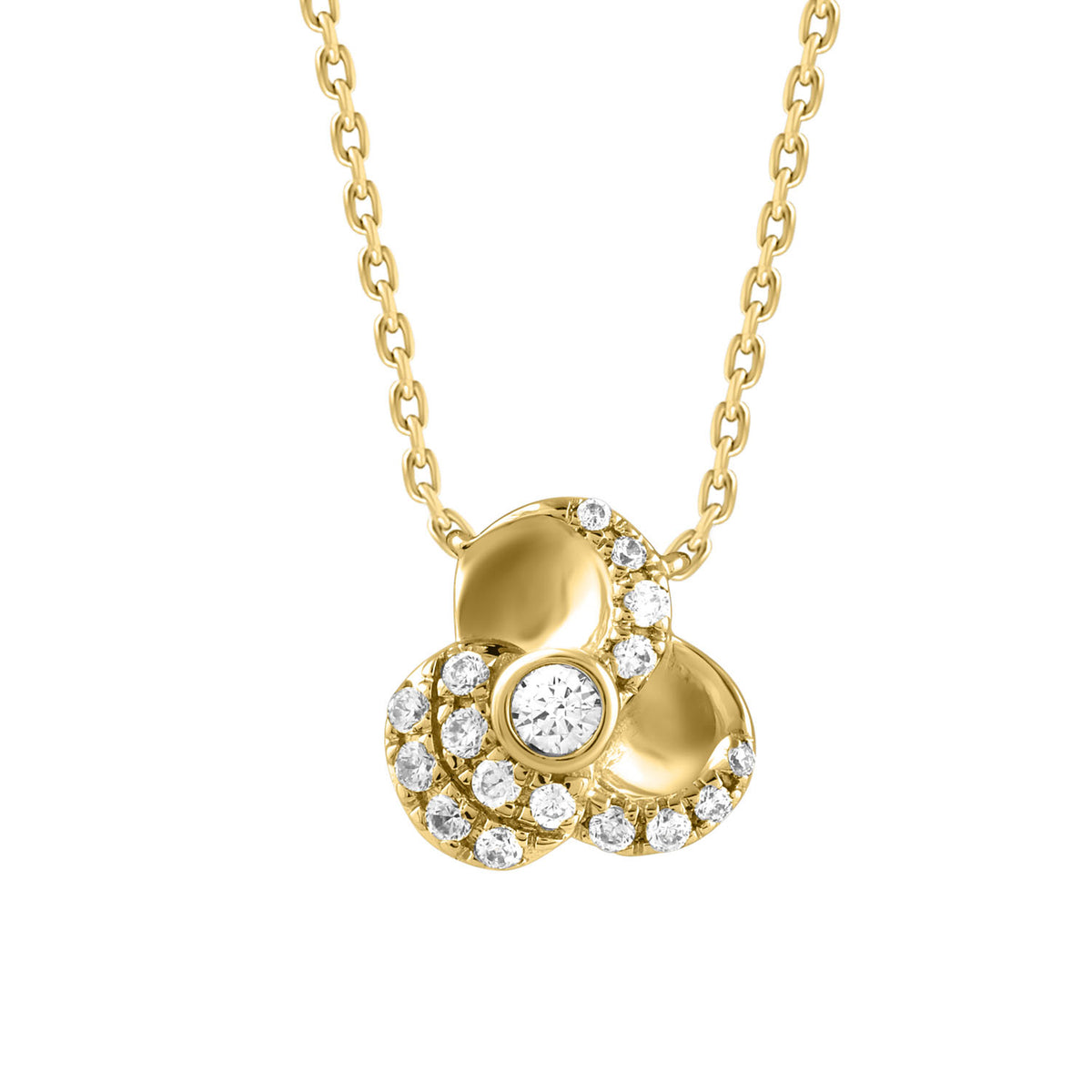 LADIES NECKLACE 0.16CT ROUND DIAMOND 14K YELLOW GOLD