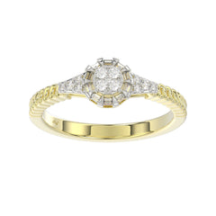 LADIES RING 0.15CT ROUND/BAGUETTE DIAMOND 14K YELLOW GOLD