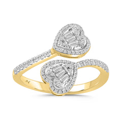 LADIES RING 0.40CT ROUND/BAGUETTE DIAMOND 14K YELLOW GOLD