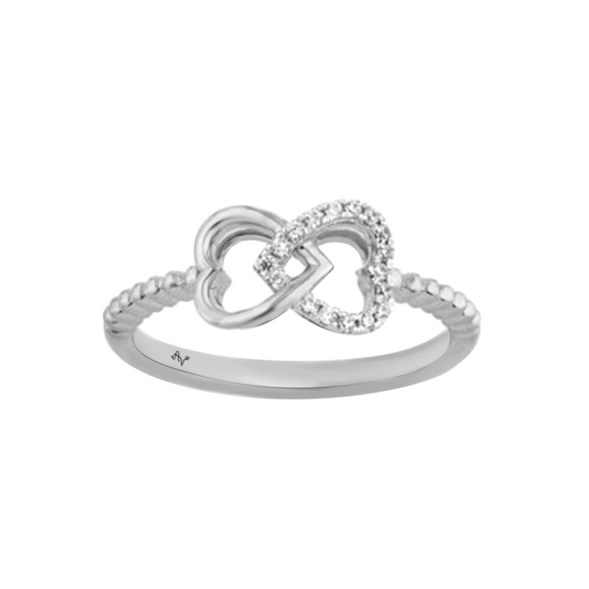 Infinity Heart Diamond Ladies Ring Sterling Silver  0.10Ct Round Cut Elegant Engagement & Promise Ring For Women