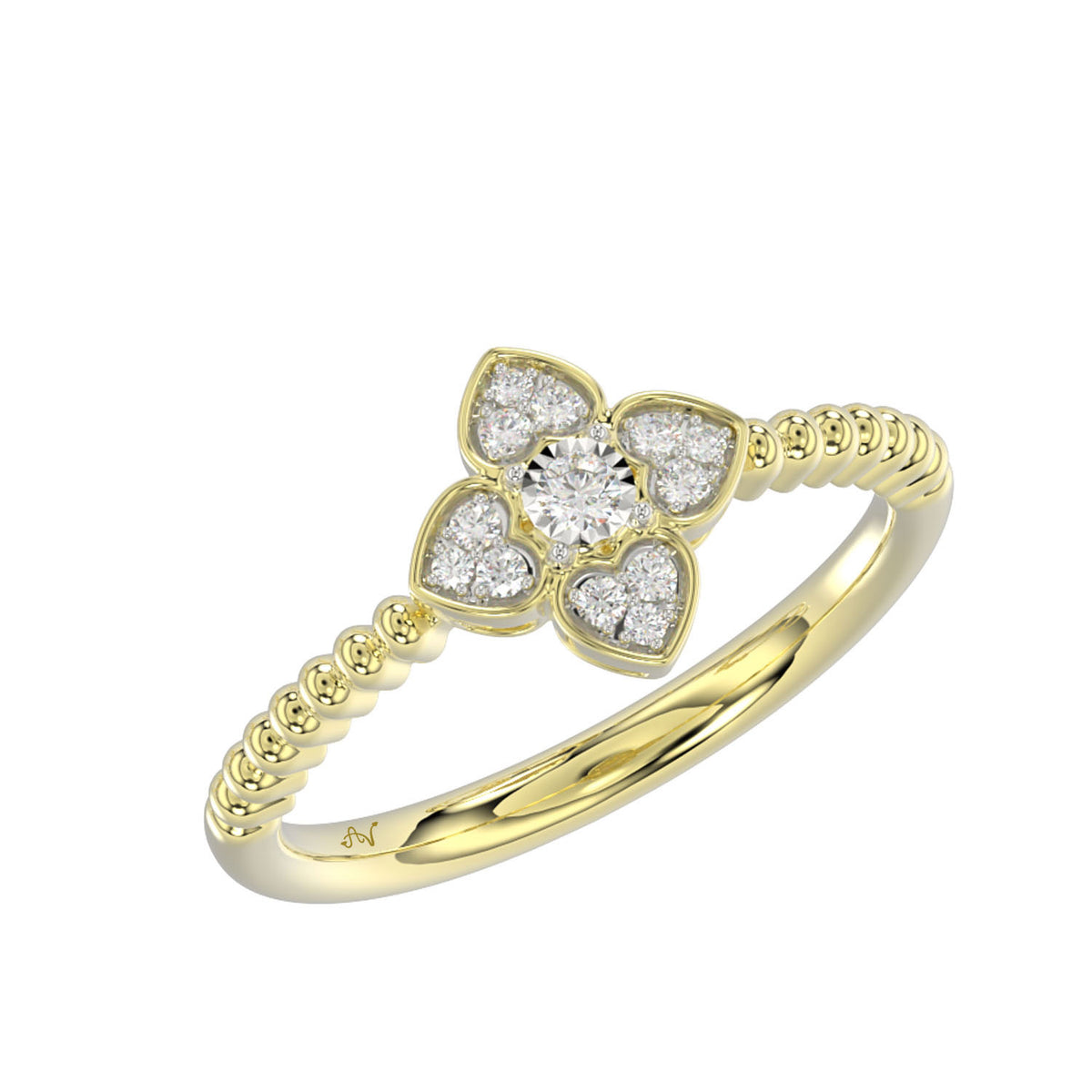 LADIES RING 0.10CT ROUND DIAMOND 10K YELLOW GOLD
