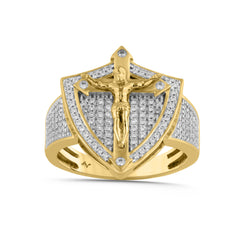 MEN'S RING 0.50CT ROUND DIAMOND 10K YELLOW GOLD
