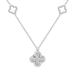 LADIES NECKLACE 0.25CT ROUND DIAMOND 10K WHITE GOLD