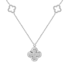 LADIES NECKLACE 0.25CT ROUND DIAMOND 10K WHITE GOLD