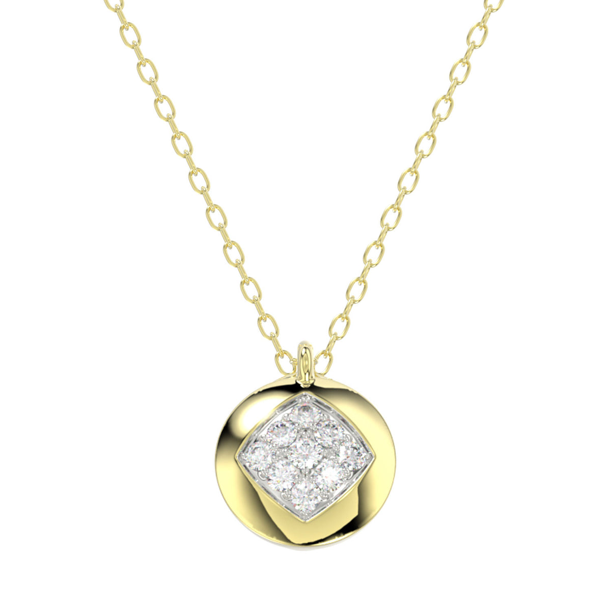 LADIES NECKLACE 0.10CT ROUND DIAMOND 10K YELLOW GOLD