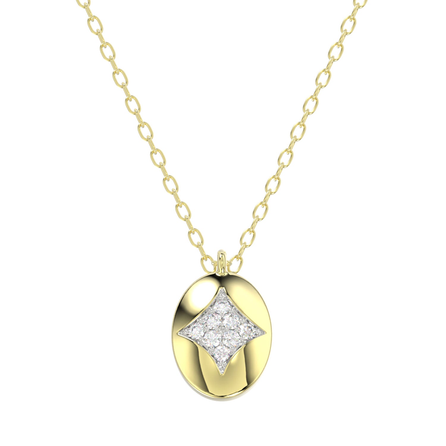 LADIES NECKLACE 0.10CT ROUND DIAMOND 10K YELLOW GOLD
