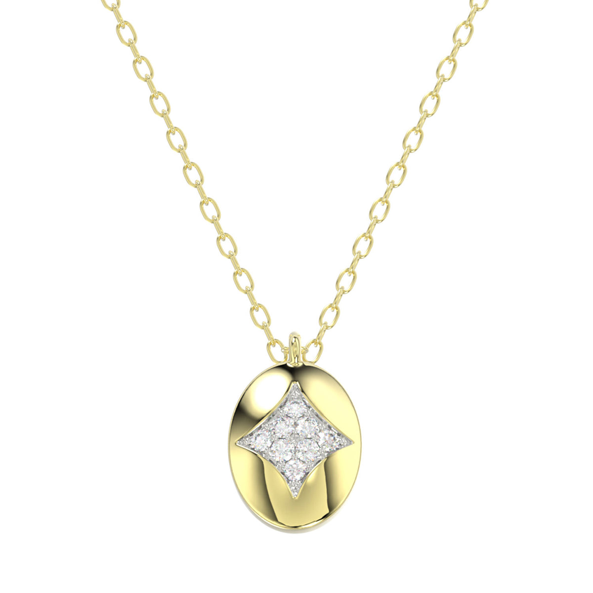 LADIES NECKLACE 0.10CT ROUND DIAMOND 10K YELLOW GOLD