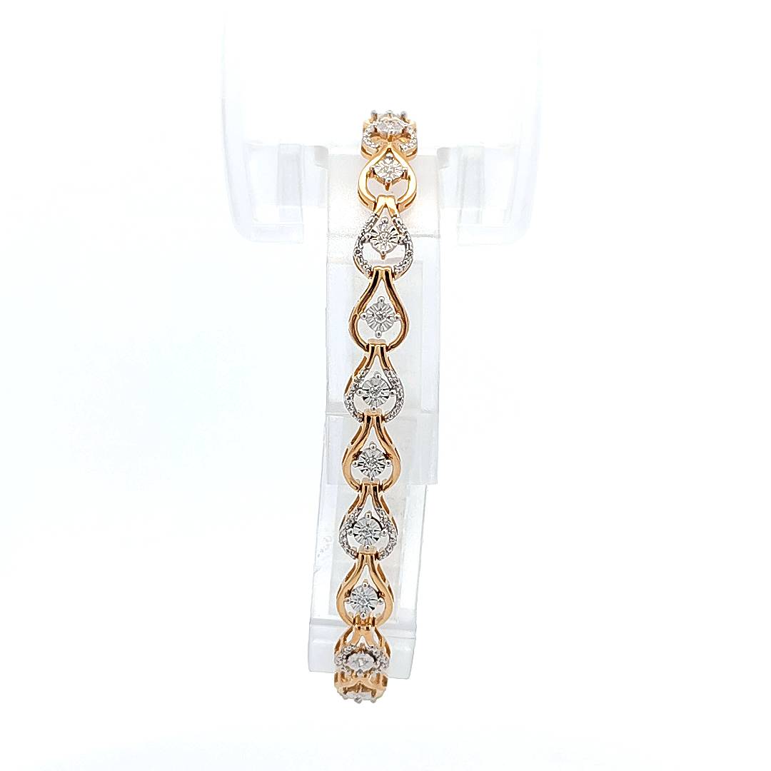 LADIES BRACELET 0.25CT ROUND DIAMOND 10K YELLOW GOLD