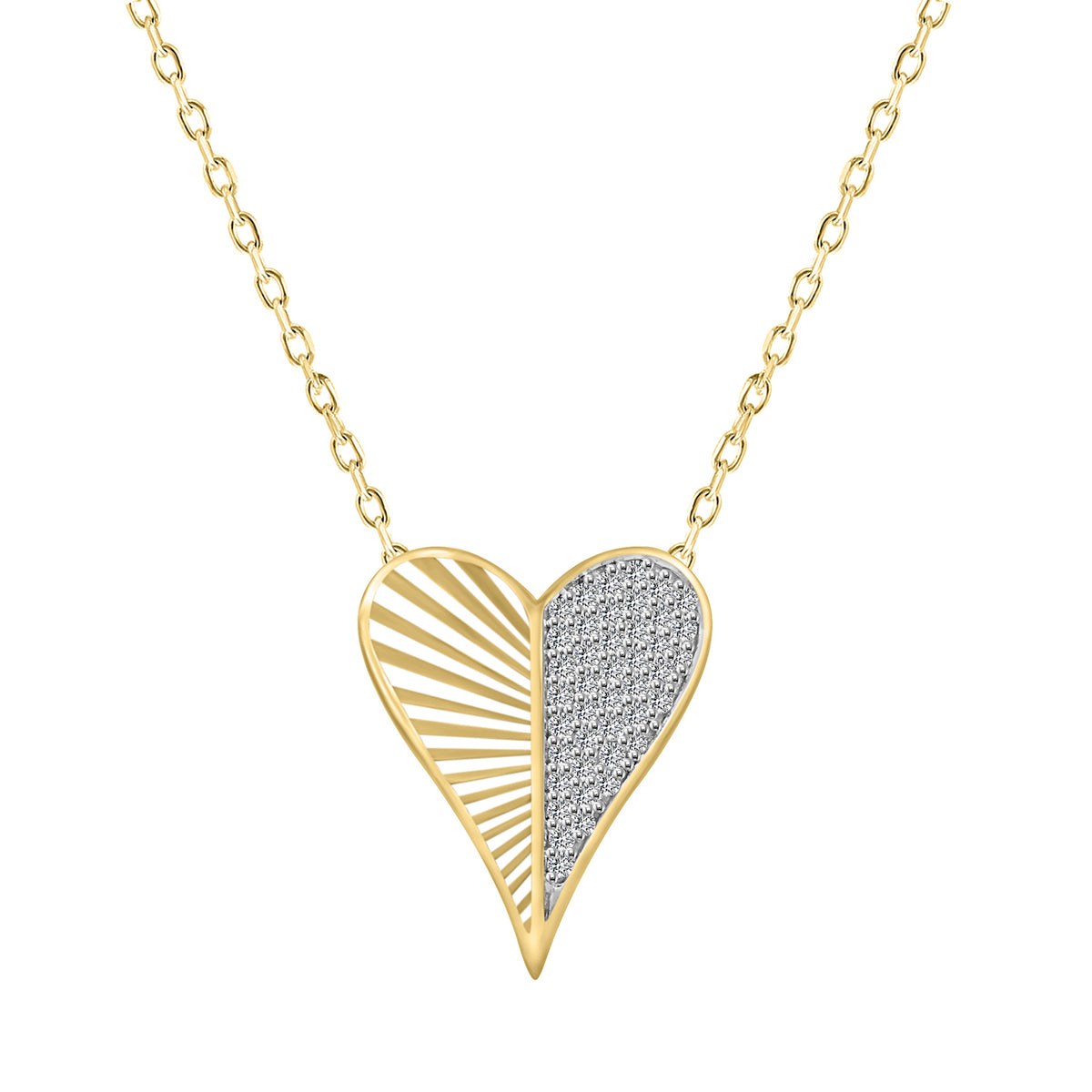 LADIES PENDANT WITH CHAIN 0.15CT ROUND DIAMOND 10K YELLOW GOLD