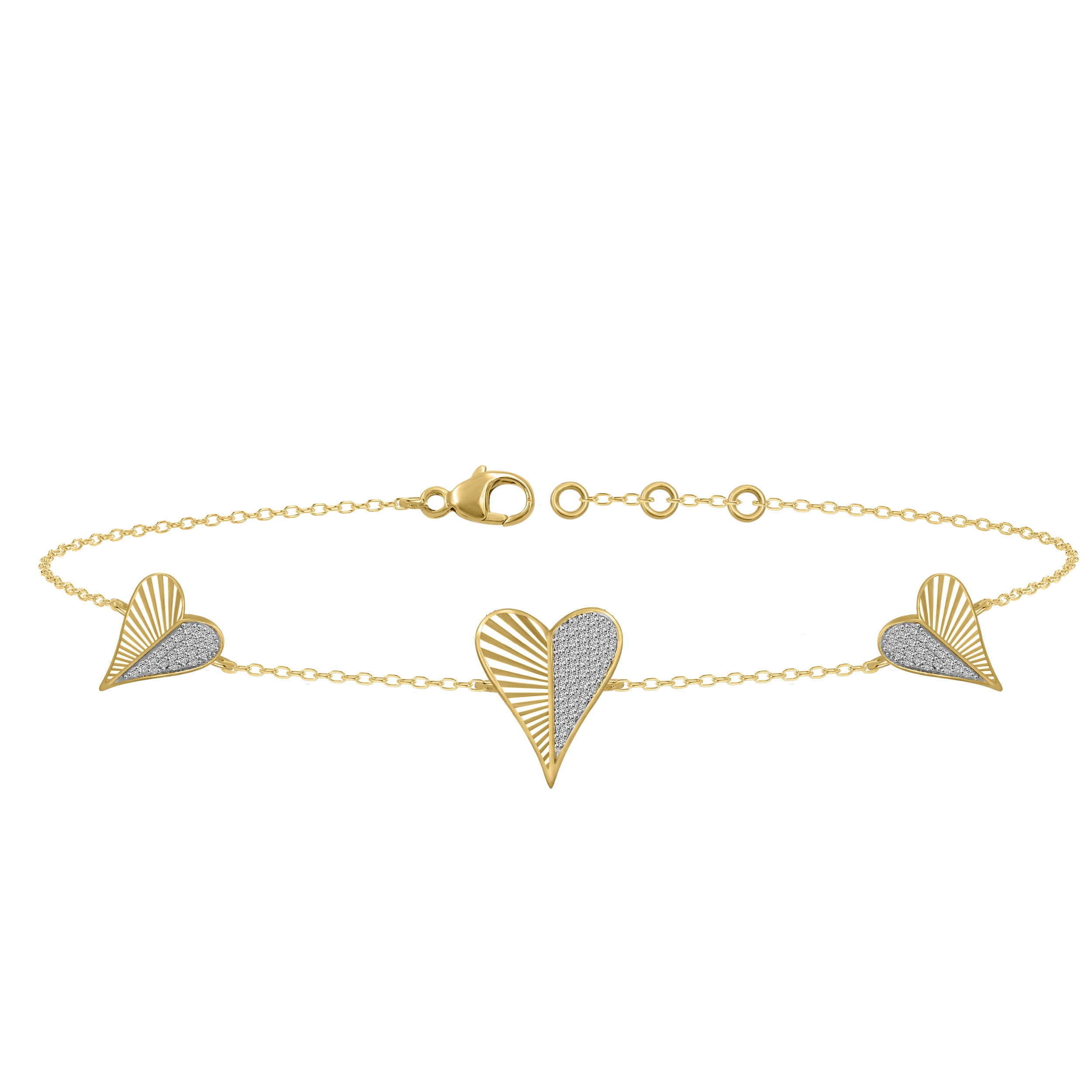 LADIES BRACELET 0.25CT ROUND DIAMOND 10K YELLOW GOLD