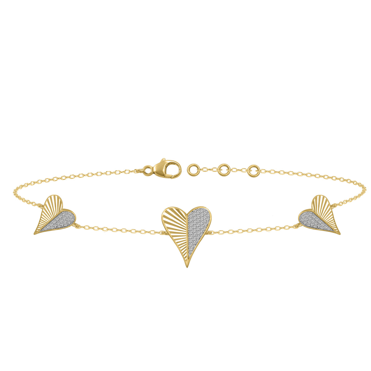 LADIES BRACELET 0.25CT ROUND DIAMOND 10K YELLOW GOLD