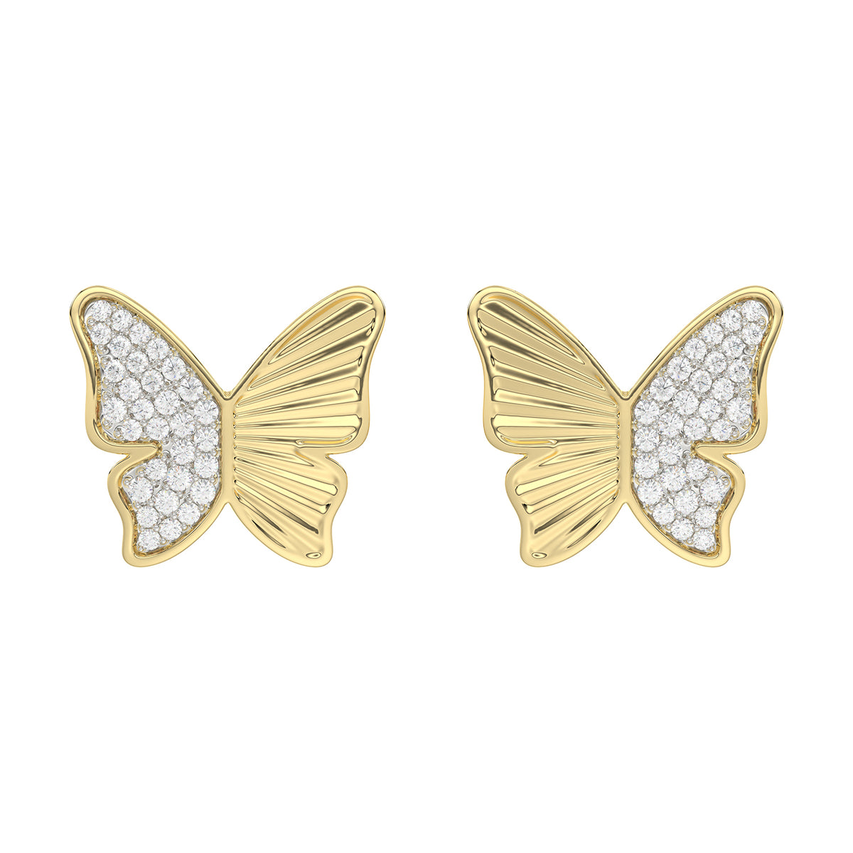 LADIES EARRINGS 0.16CT ROUND DIAMOND 10K YELLOW GOLD
