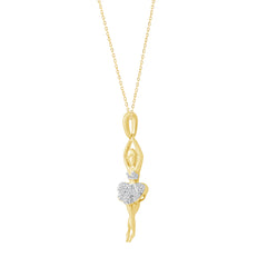 LADIES PENDANT WITH CHAIN 0.10CT ROUND DIAMOND 10K YELLOW GOLD