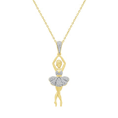 LADIES PENDANT WITH CHAIN 0.10CT ROUND DIAMOND 10K YELLOW GOLD