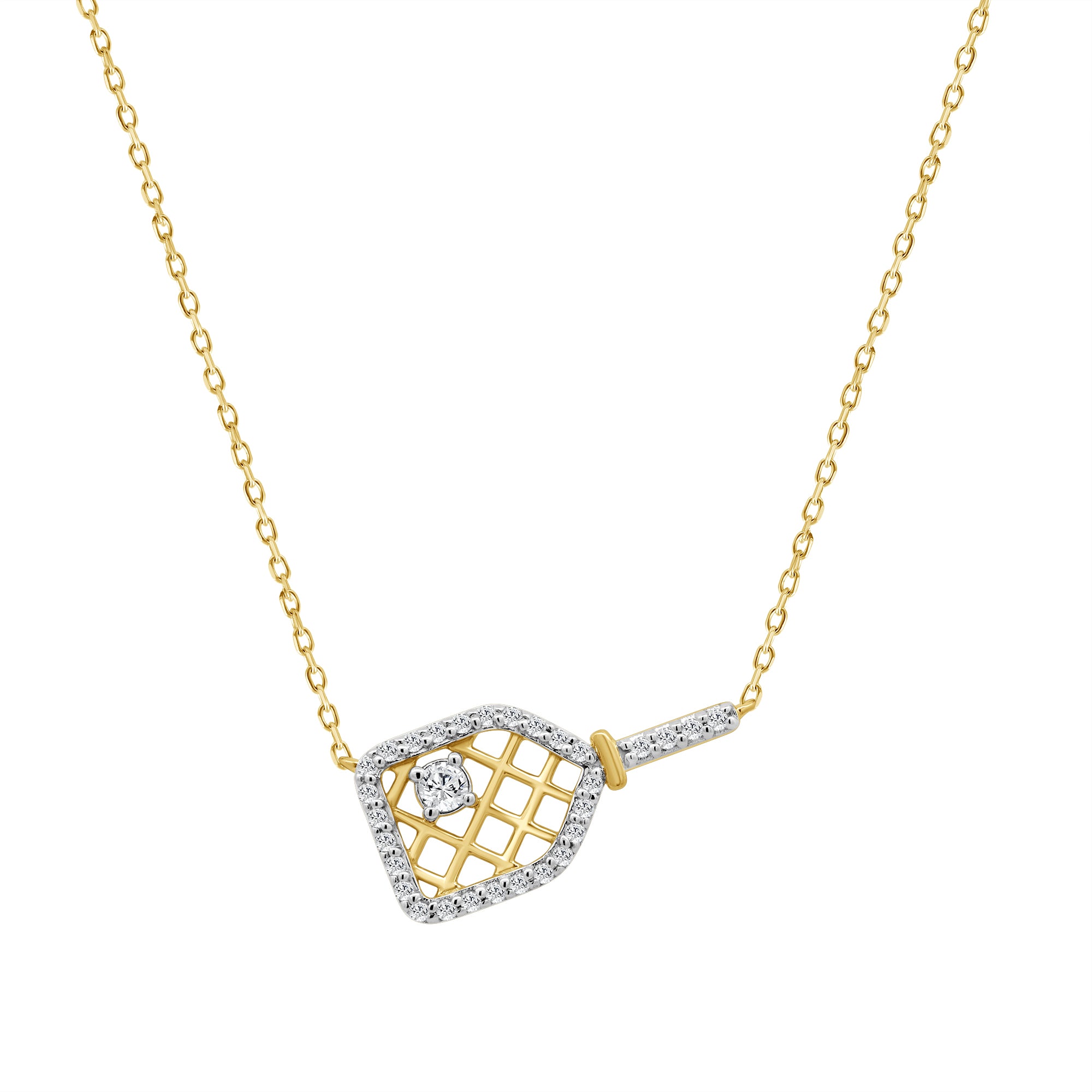 LADIES PENDANT WITH CHAIN 0.16CT ROUND DIAMOND 10K YELLOW GOLD