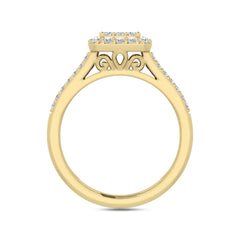 LADIES RING 1.00CT ROUND/BAGUETTE DIAMOND 10K YELLOW GOLD