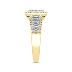 LADIES RING 1.00CT ROUND/BAGUETTE DIAMOND 10K YELLOW GOLD