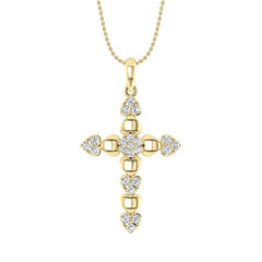 LADIES PENDANT WITH CHAIN 0.25CT ROUND DIAMOND 10K YELLOW GOLD