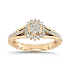 LADIES RING 0.33CT ROUND DIAMOND 10K YELLOW GOLD