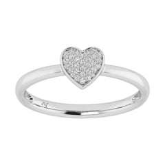Sterling Silver White Heart Cluster Diamond Promise Ring 0.10CT Round Diamonds For Girls & Women