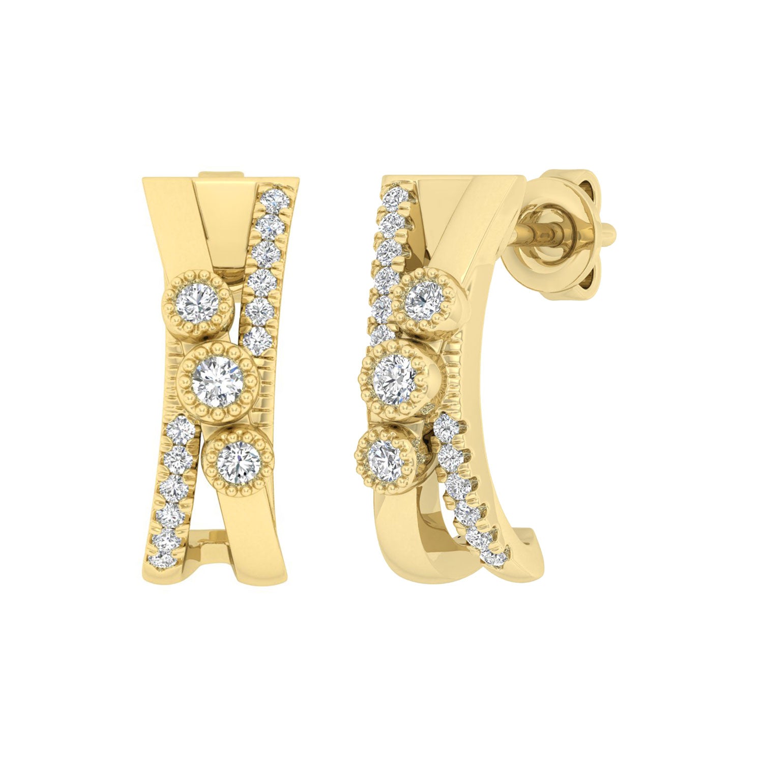 LADIES EARRINGS 0.30CT ROUND DIAMOND 10K YELLOW GOLD
