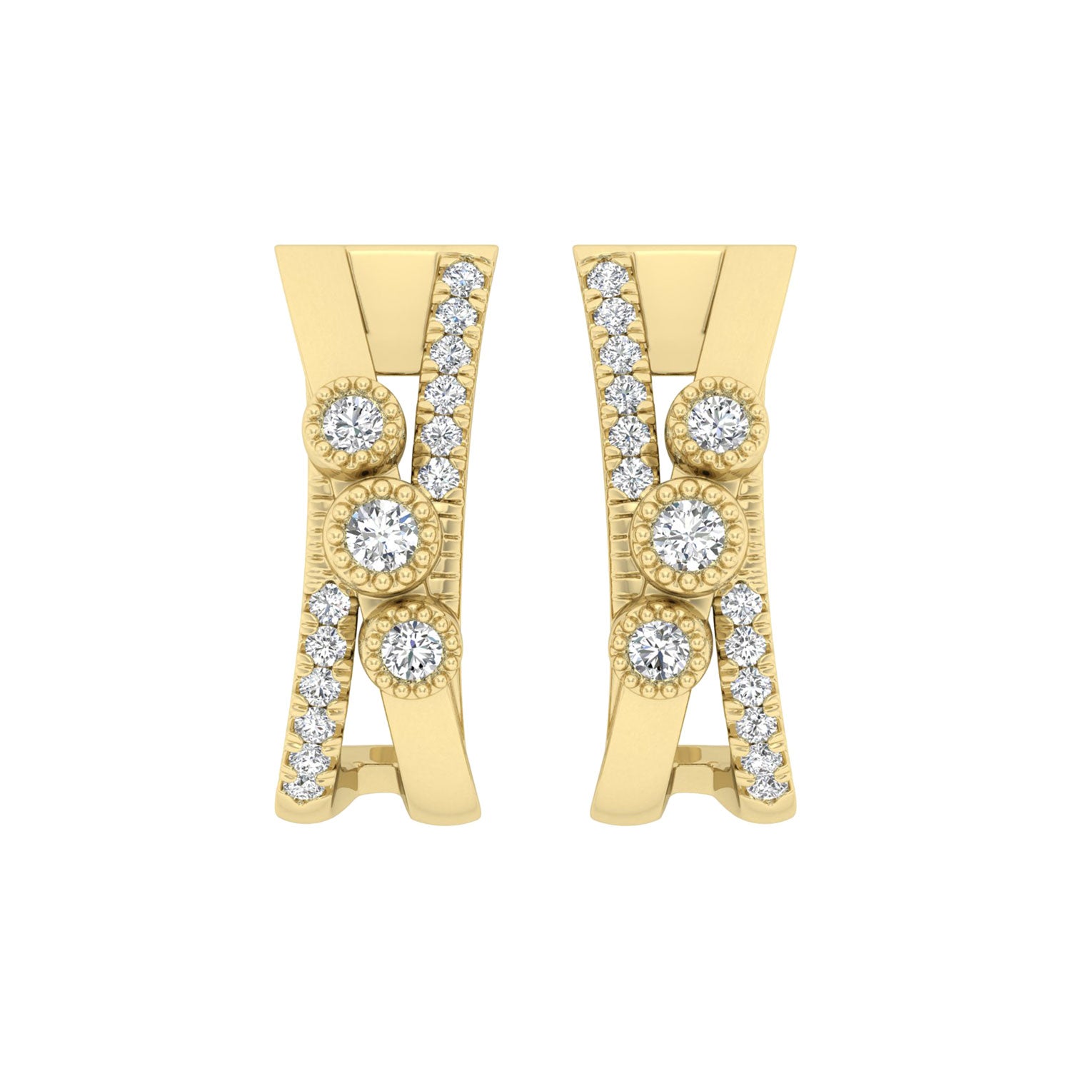LADIES EARRINGS 0.30CT ROUND DIAMOND 10K YELLOW GOLD