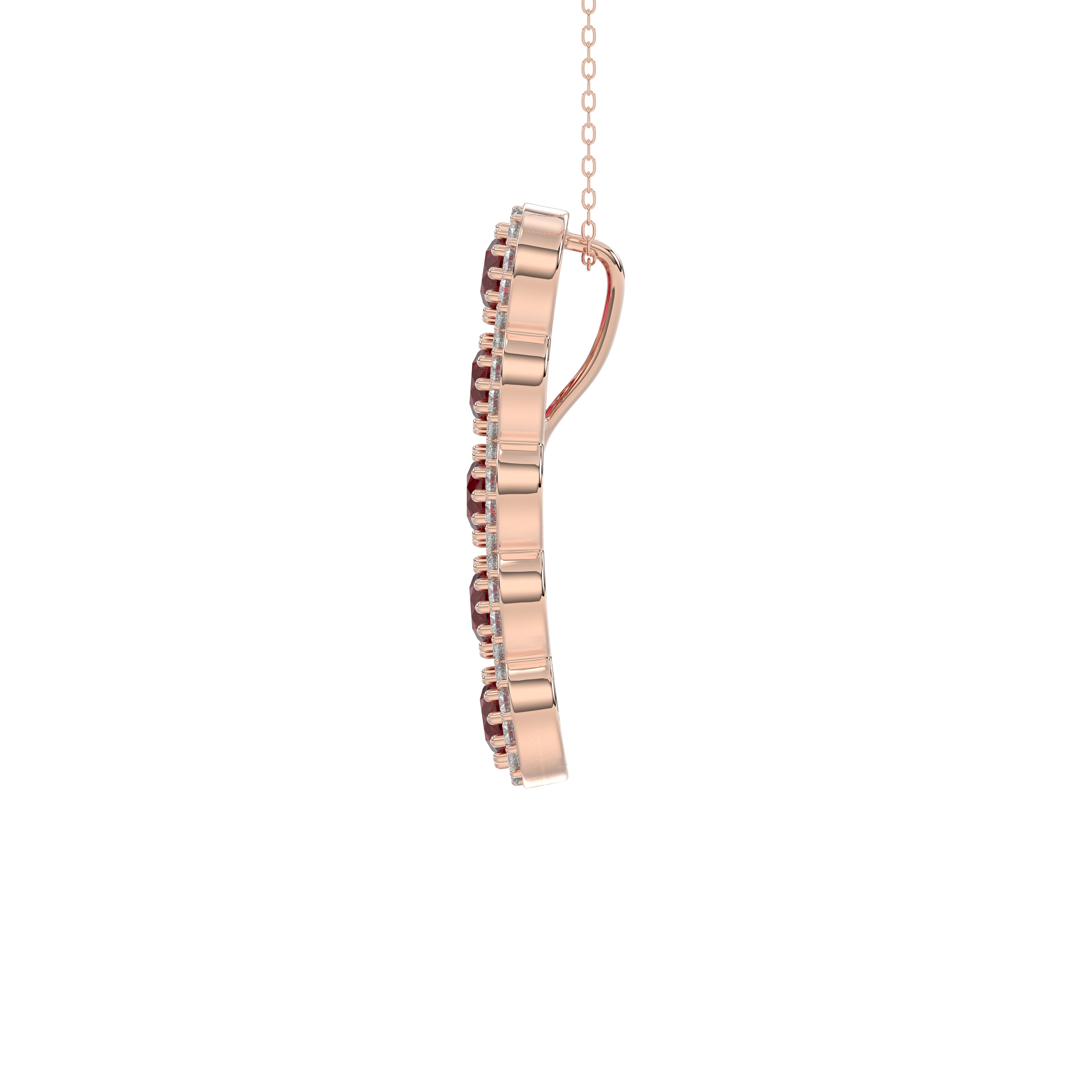 LADIES PENDANT 1.80CT ROUND/RUBY ROUND DIAMOND 14K ROSE GOLD (ROUND RUBY 1.40CT)