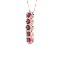 LADIES PENDANT 1.80CT ROUND/RUBY ROUND DIAMOND 14K ROSE GOLD (ROUND RUBY 1.40CT)
