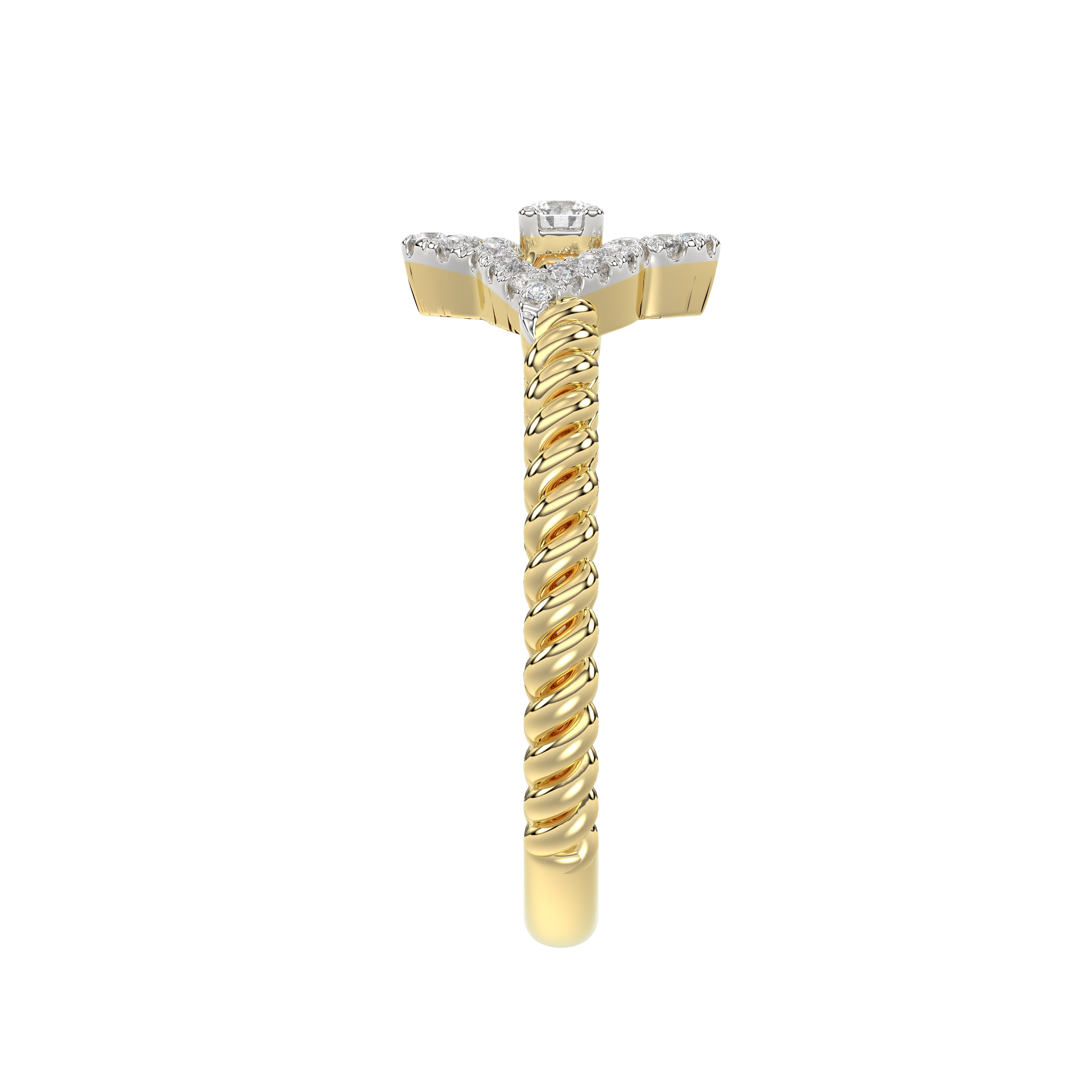10K Yellow Gold Ladies Diamond Ring Featuring 0.15 Ct Round Diamonds. Stylish Fine Jewelry Piece Perfect For Daily Wear And Gifting.