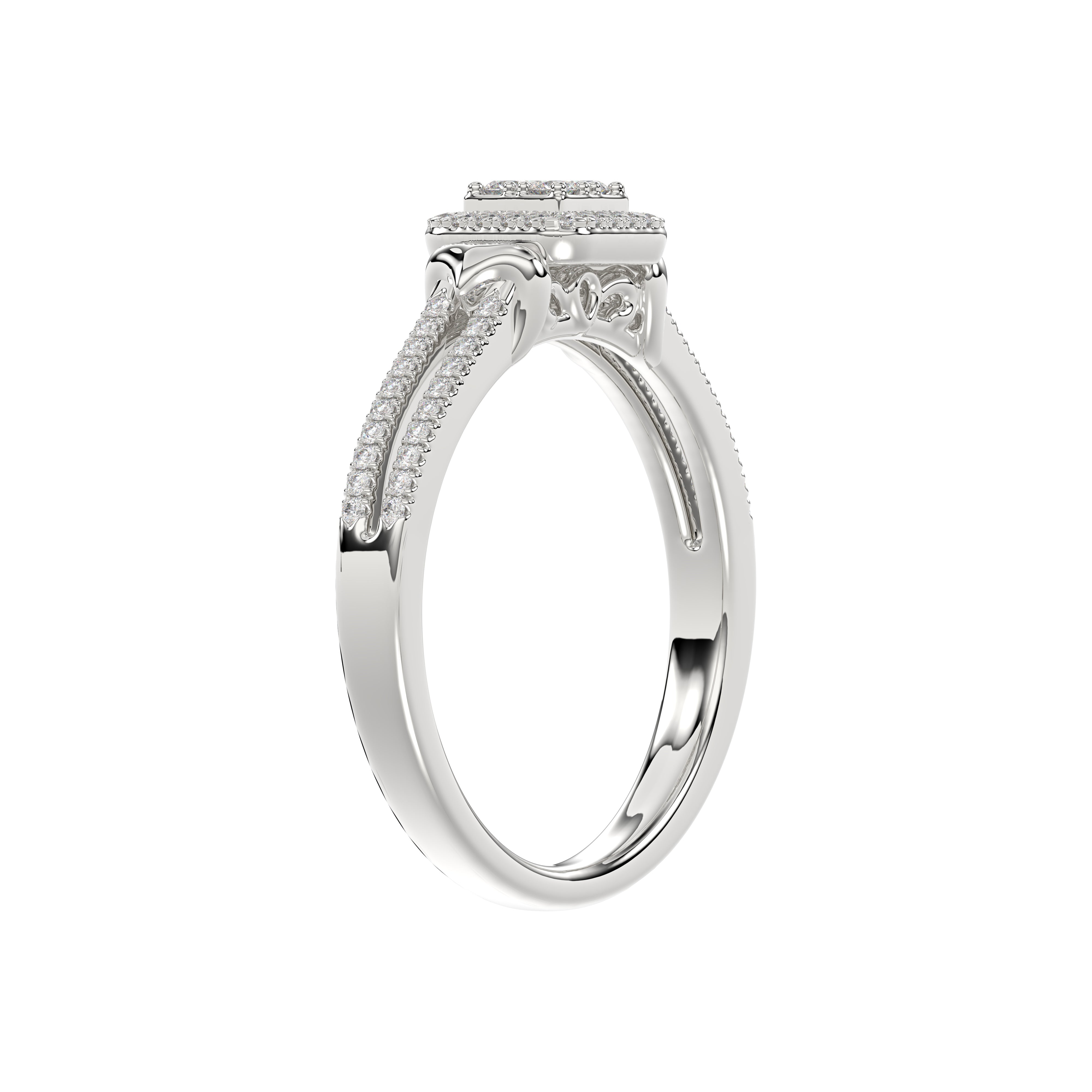 Ladies 0.20Ct Round Diamond Sterling Silver White Engagement Ring � Elegant Promise Ring For Women