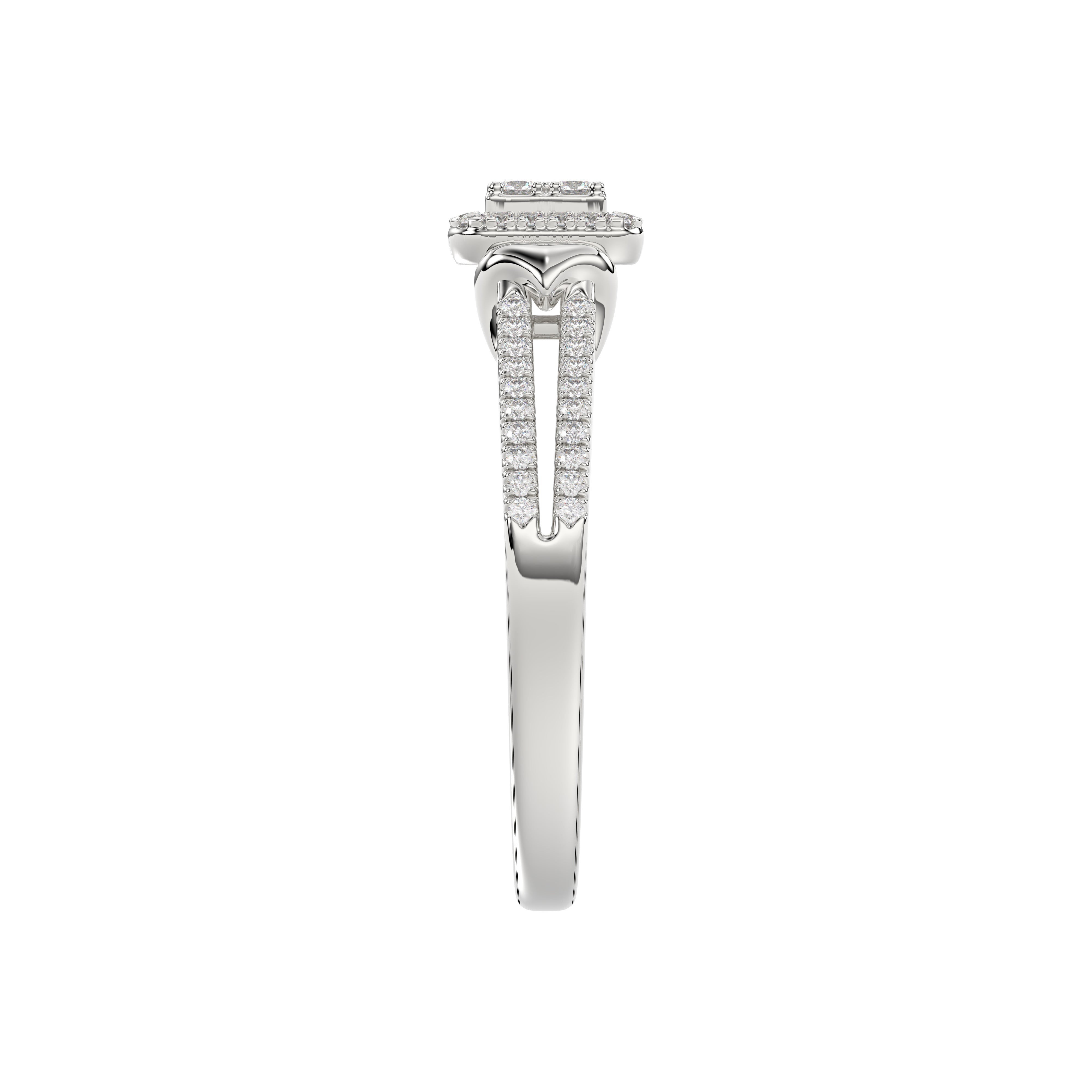 Ladies 0.20Ct Round Diamond Sterling Silver White Engagement Ring � Elegant Promise Ring For Women