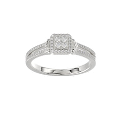 Ladies 0.20Ct Round Diamond Sterling Silver White Engagement Ring � Elegant Promise Ring For Women