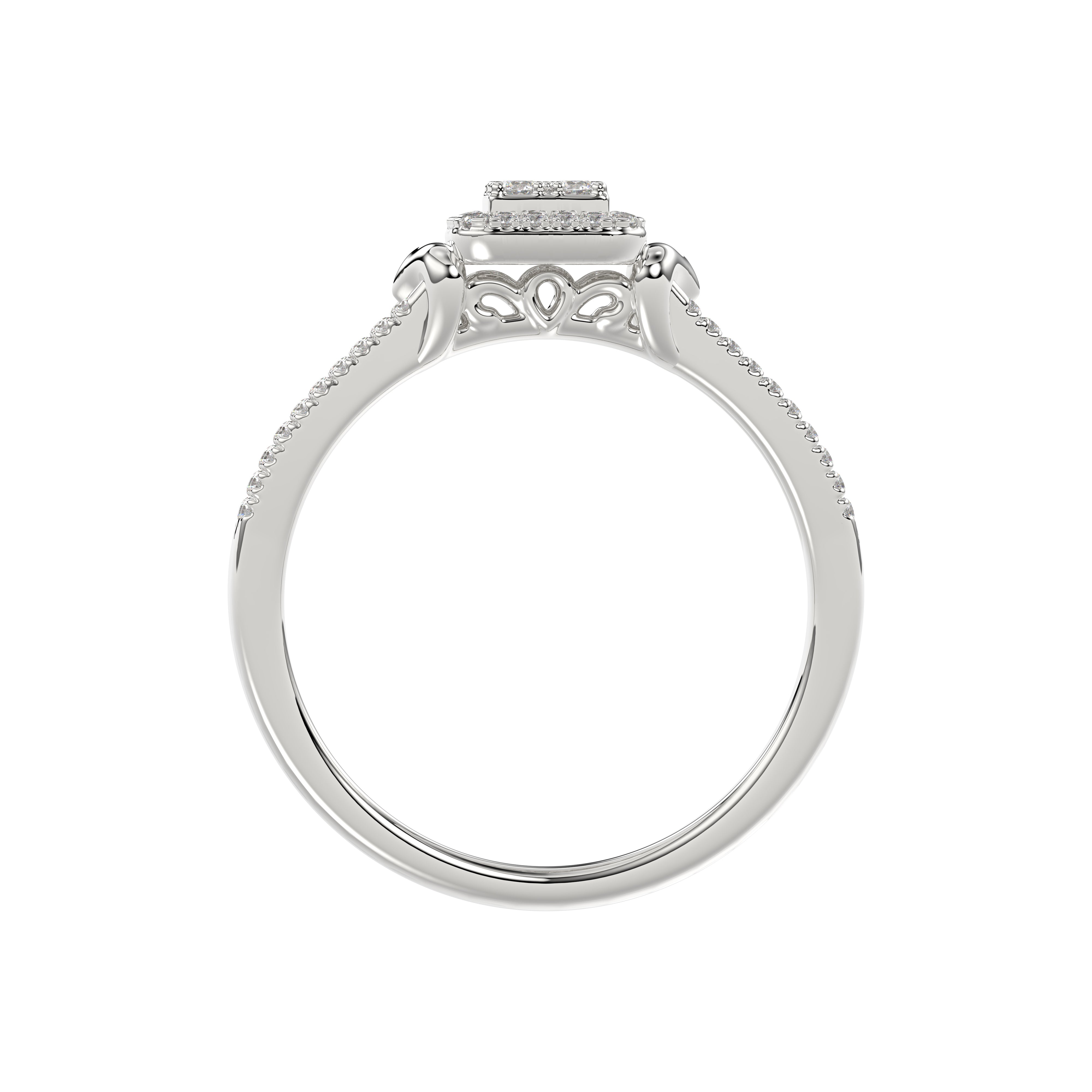 Ladies 0.20Ct Round Diamond Sterling Silver White Engagement Ring – Elegant Promise Ring For Women