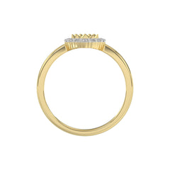 10K Yellow Gold Round Diamond Halo Ring With Nugget Design For Women. A Sparkling And Elegant 0.20 Ct Fine Jewelry Ring Perfect For Gifting.
