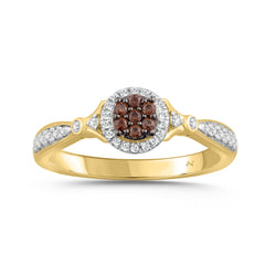LADIES RING 0.25CT ROUND/DARK BROWN DIAMOND 10K YELLOW GOLD
