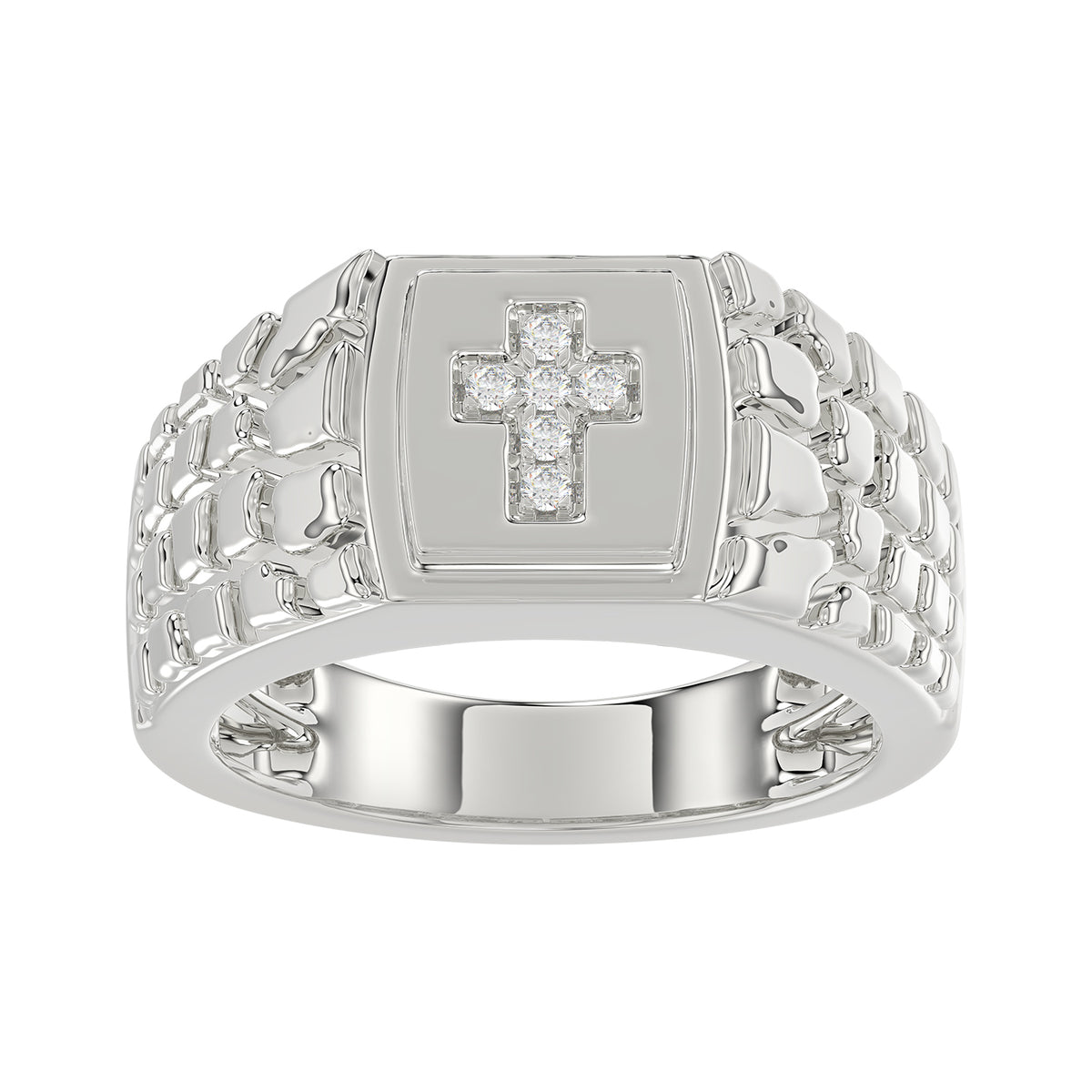 “Elegant Men’S Fashion Ring 0.10Ct Round Diamond Sterling Silver White Luxury Statement Jewelry For Men